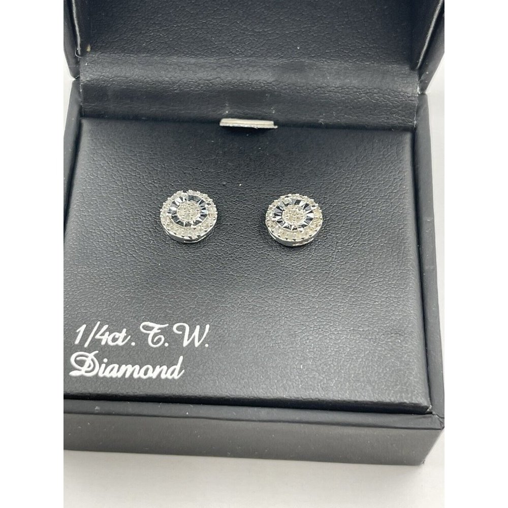 sterling silver 1/4ct diamond stud earrings